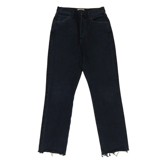 Agolde Jeans Riley Straight Ankle Size 26 Button Fly Dark Wash Black 90s Denim - Picture 2 of 9